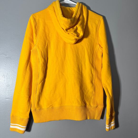 Mitchell & Ness Women’s Yellow Hoodie M full Zip Distressed Script Logo - Picture 2 of 12